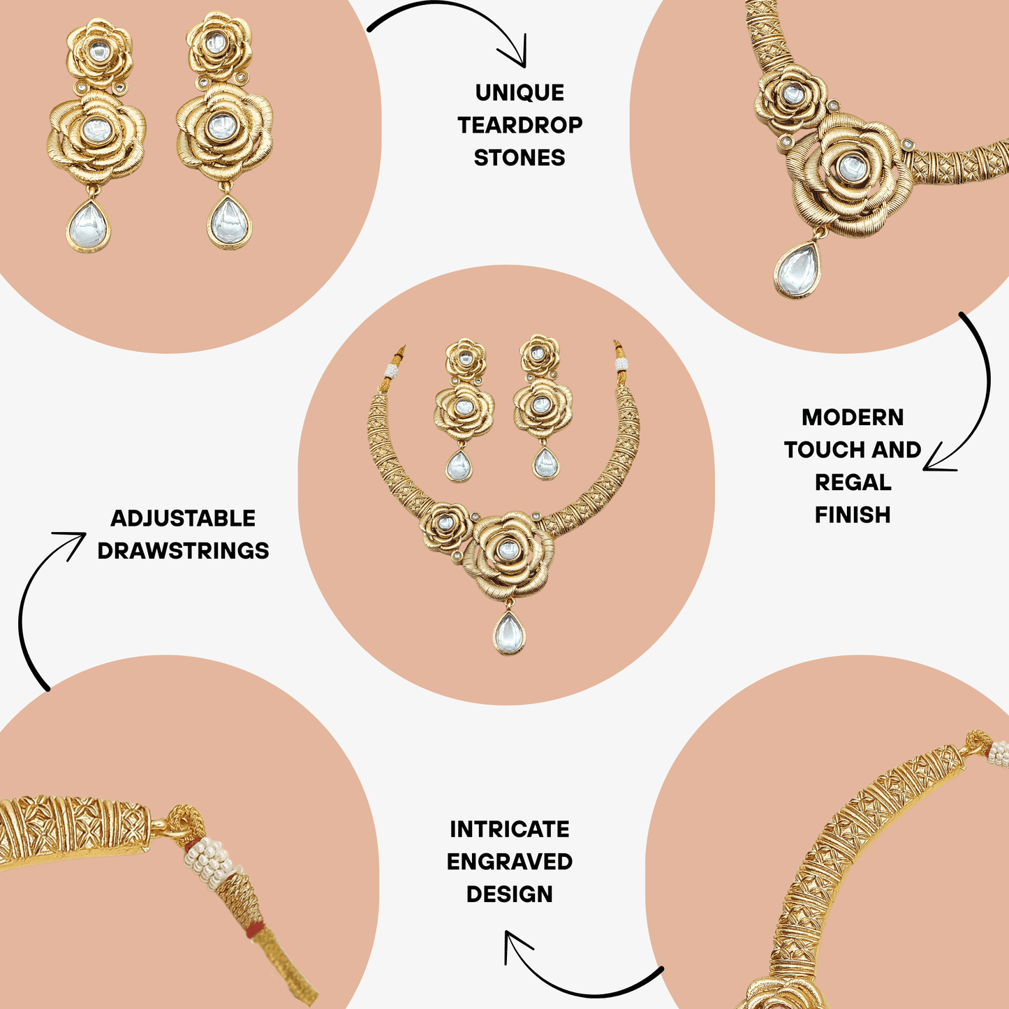 Flower Rajwadi Necklace - Nandai Jewels