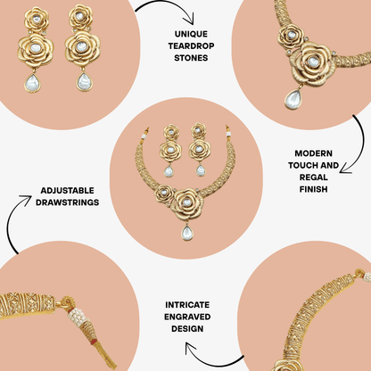 Flower Rajwadi Necklace - Nandai Jewels