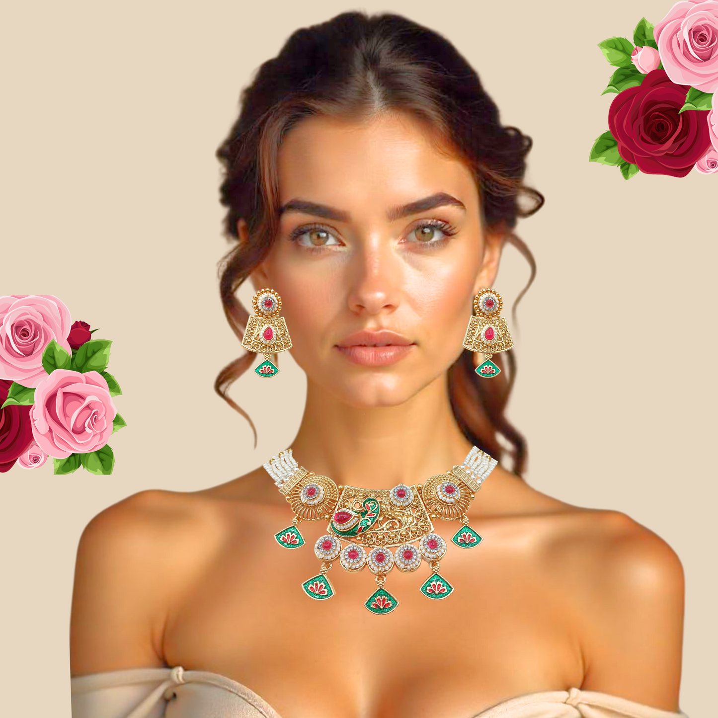 Tripti Rajwadi Necklace Set with Meenakari Design | Royal Rajputi Collection Jewelry for Women
