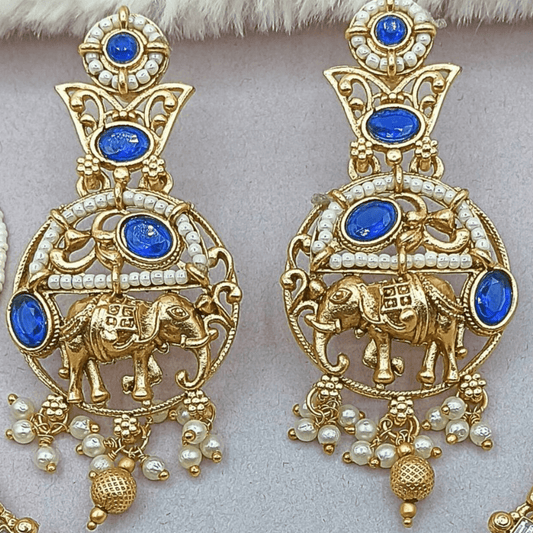 Elephant Motif Rajputi Earrings - Royal Rajputi Earrings for Wedding and Festive Wear. - Nandai Jewels