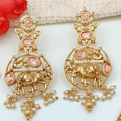 Elephant Motif Rajputi Earrings - Royal Rajputi Earrings for Wedding and Festive Wear. - Nandai Jewels
