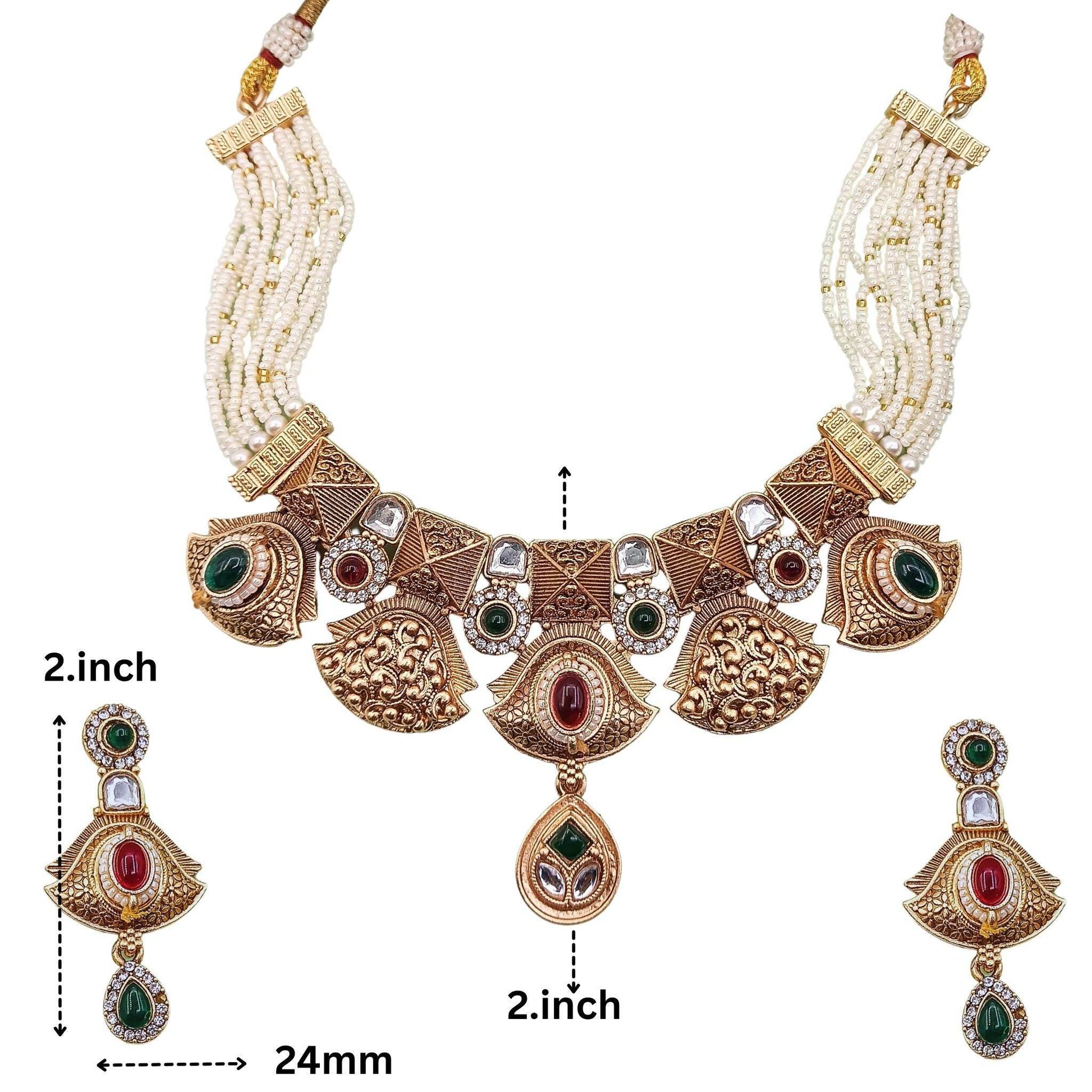 COMBO Mehak Rajputi Meenakari Necklace Set, Rajwadi Bridal Jewellery, Indian Traditional Jewellery, Ethnic Necklace, Gift for Women. - Nandai Jewels