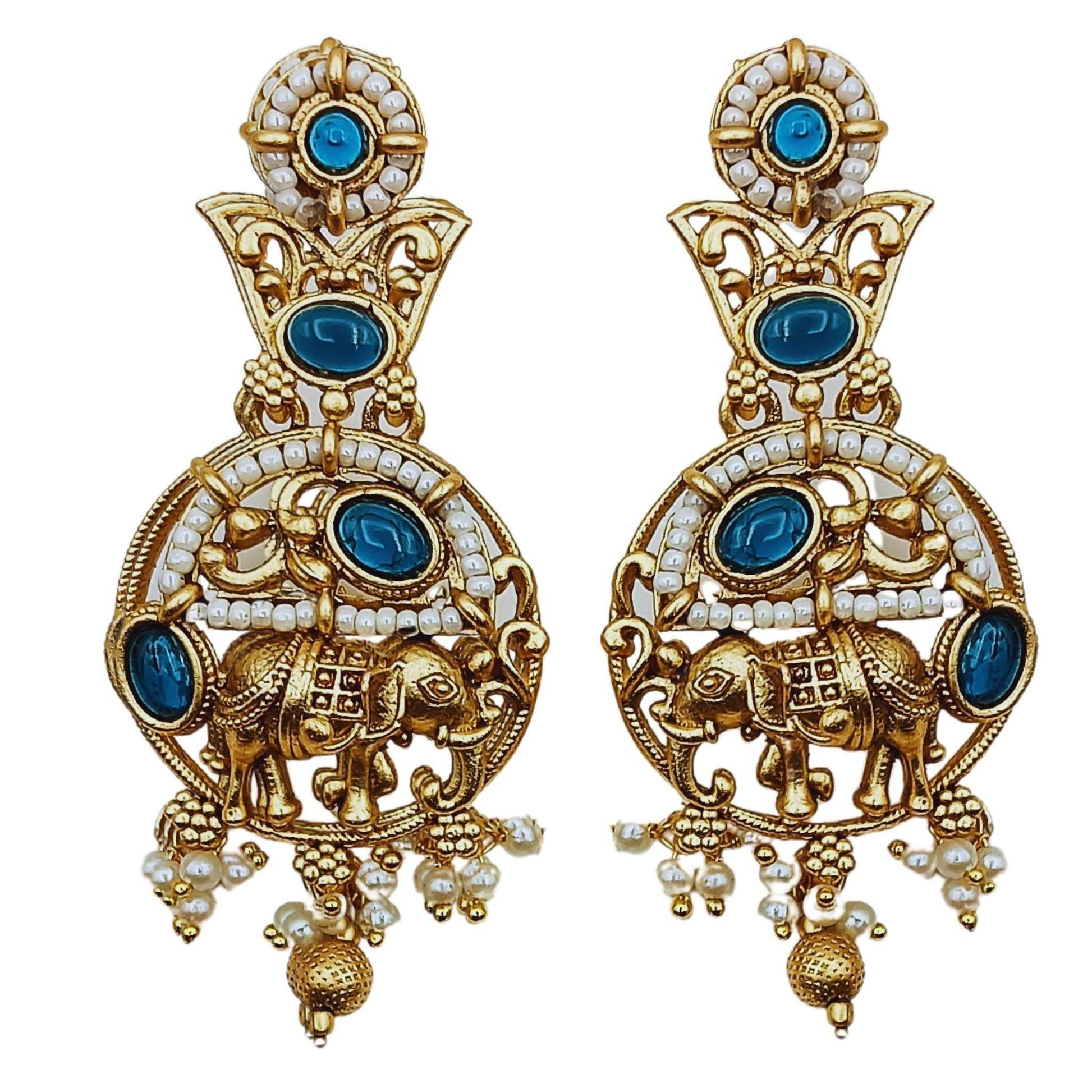 COMBO Rajputi Elephant Design Necklace With Earrings - Rajwadi Necklace Set, Pack of 2, Wedding Gift for Her, Indian Traditional Jewellery. - Nandai Jewels