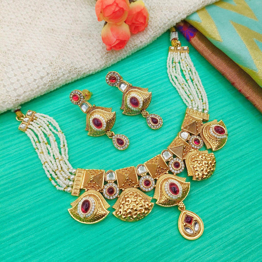 Mehak Rajputi Meenakari Necklace Set - Nandai Jewels