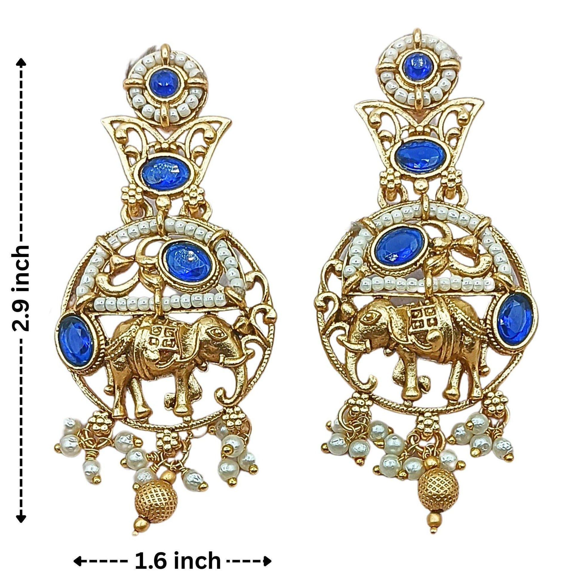 Rajputi Elephant Design Necklace Set With Earrings - Rajwadi Necklace Set, Wedding Gift for Her, Indian Traditional Jewellery for Brides. - Nandai Jewels