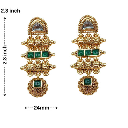 Rajwadi Hasadi Meenakari Necklace Set | Ethnic Bridal Jewelry | Antique Gold Finish | Traditional Indian Festive Set. - Nandai Jewels