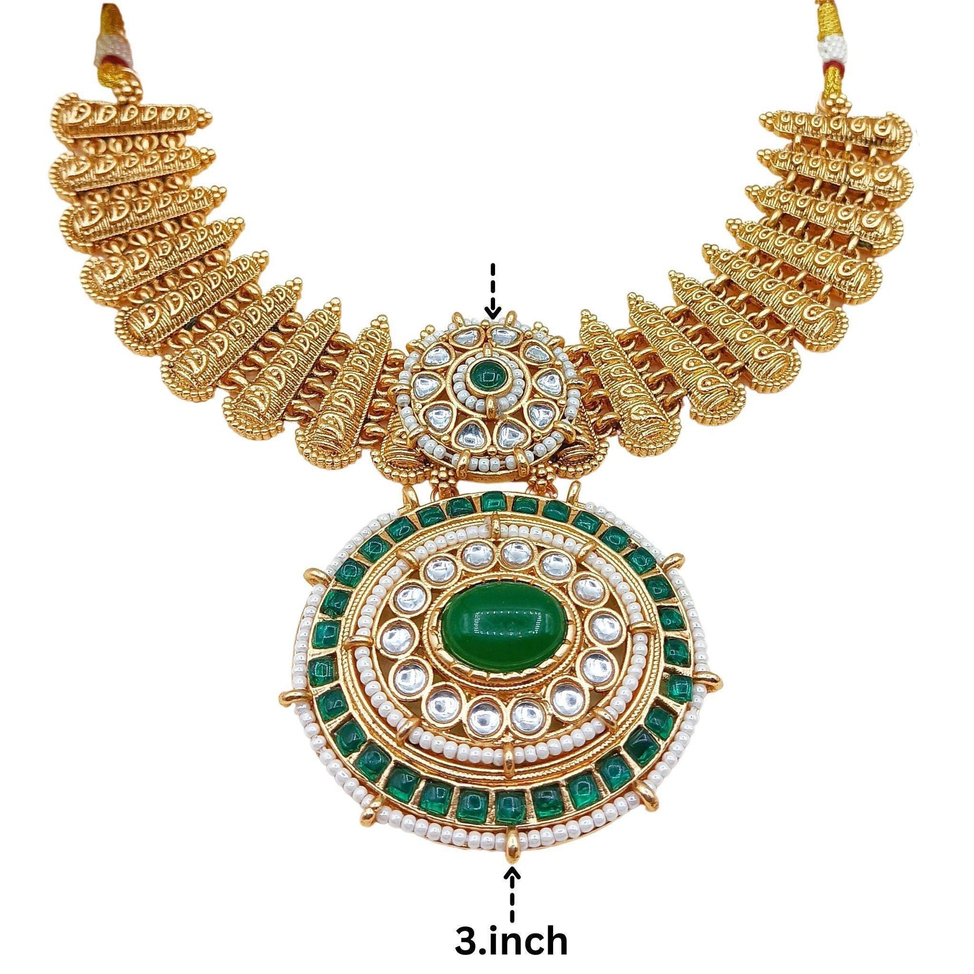 Aditi Rajwadi Necklace Set, Rajputi Bridal Jewellery, Kundan Choker Design, Indian Traditional Jewellery, Ethnic Gift for Women. - Nandai Jewels