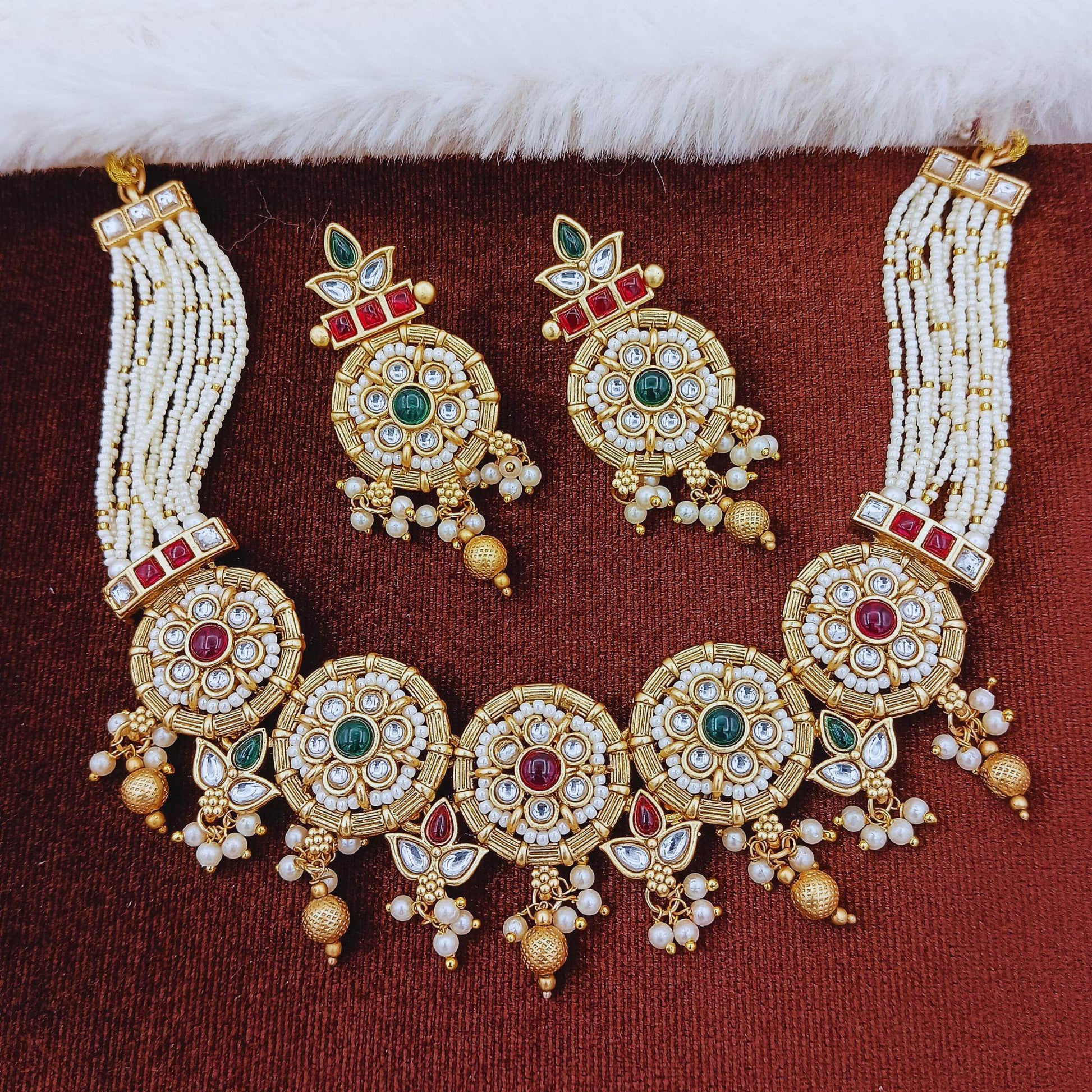 Mohini Rajwadi Necklace Set - Nandai Jewels
