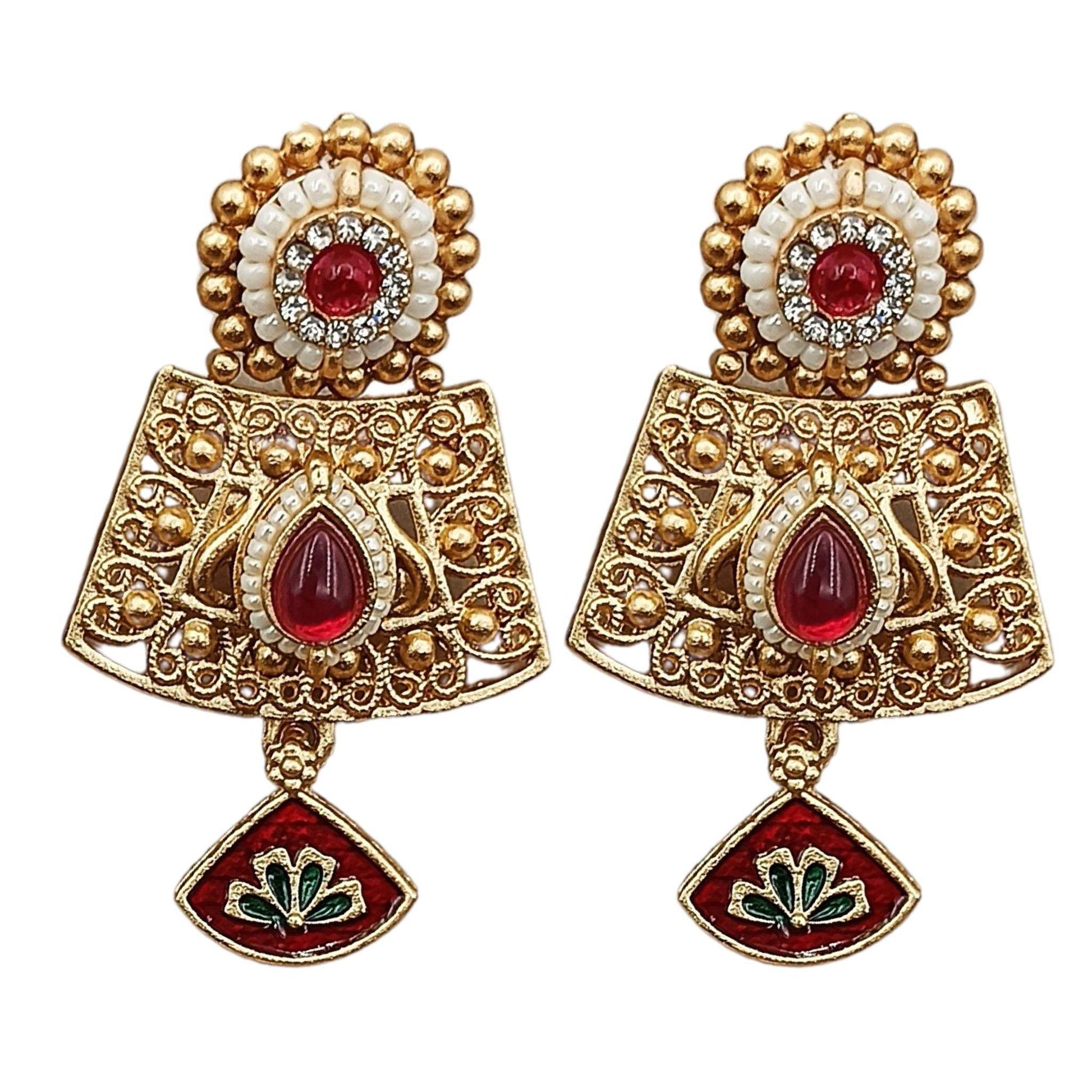 Tripti Rajwadi Necklace Set with Meenakari Design | Royal Rajputi Collection Jewelry for Women - Nandai Jewels