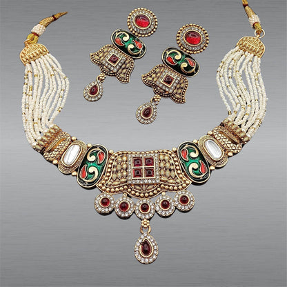 COMBO Manju Rajwadi Meenakari Necklace Set | Traditional Indian Jewellery | Rajasthani Bridal Jewellery | Pack of 2, Festive & Wedding Wear. - Nandai Jewels