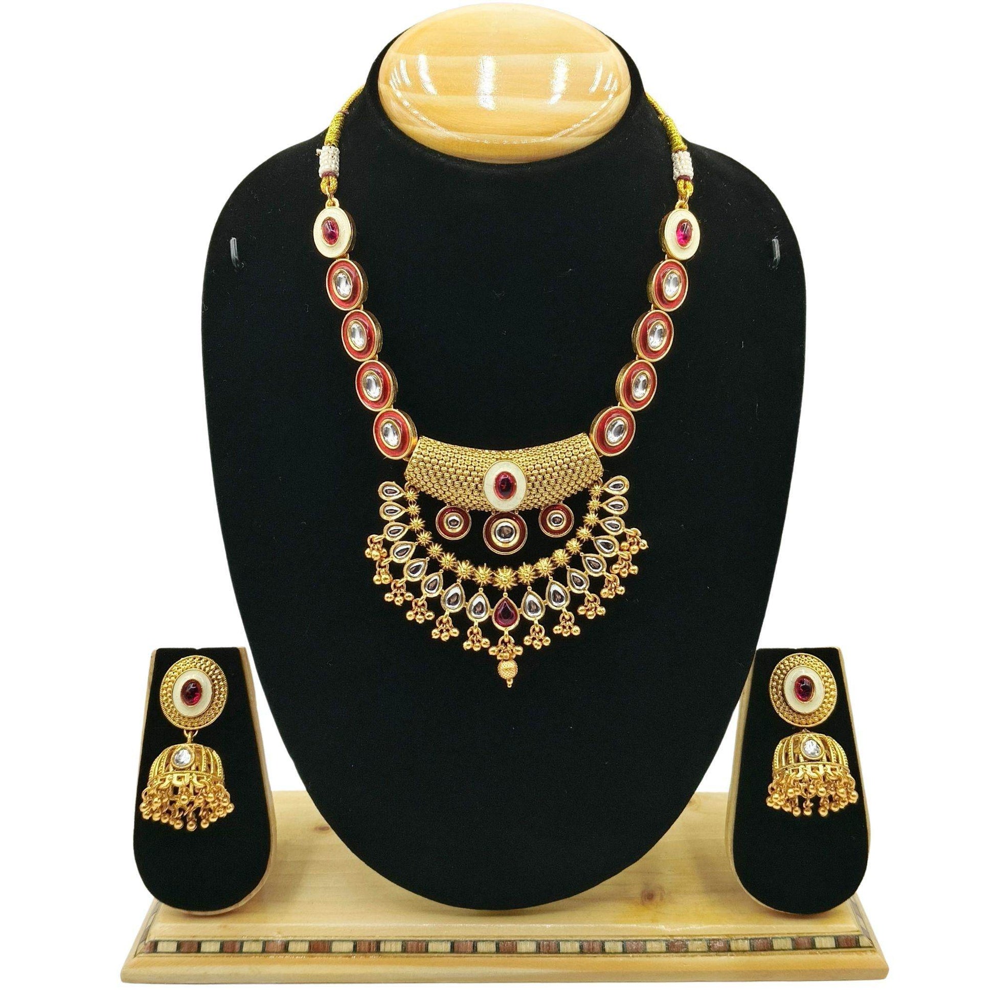 Rajputi Choker Necklace Set, Rajwadi Kundan Jewellery, Indian Traditional Jewellery, Bridal Wear Accessory, Gift for Women. - Nandai Jewels