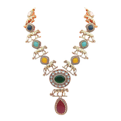 Unique Jaguar Design Necklace Set, Indo Western Jewellery Set For Her, Festive Wear For Wedding Gifts , Bridal Sets. - Nandai Jewels