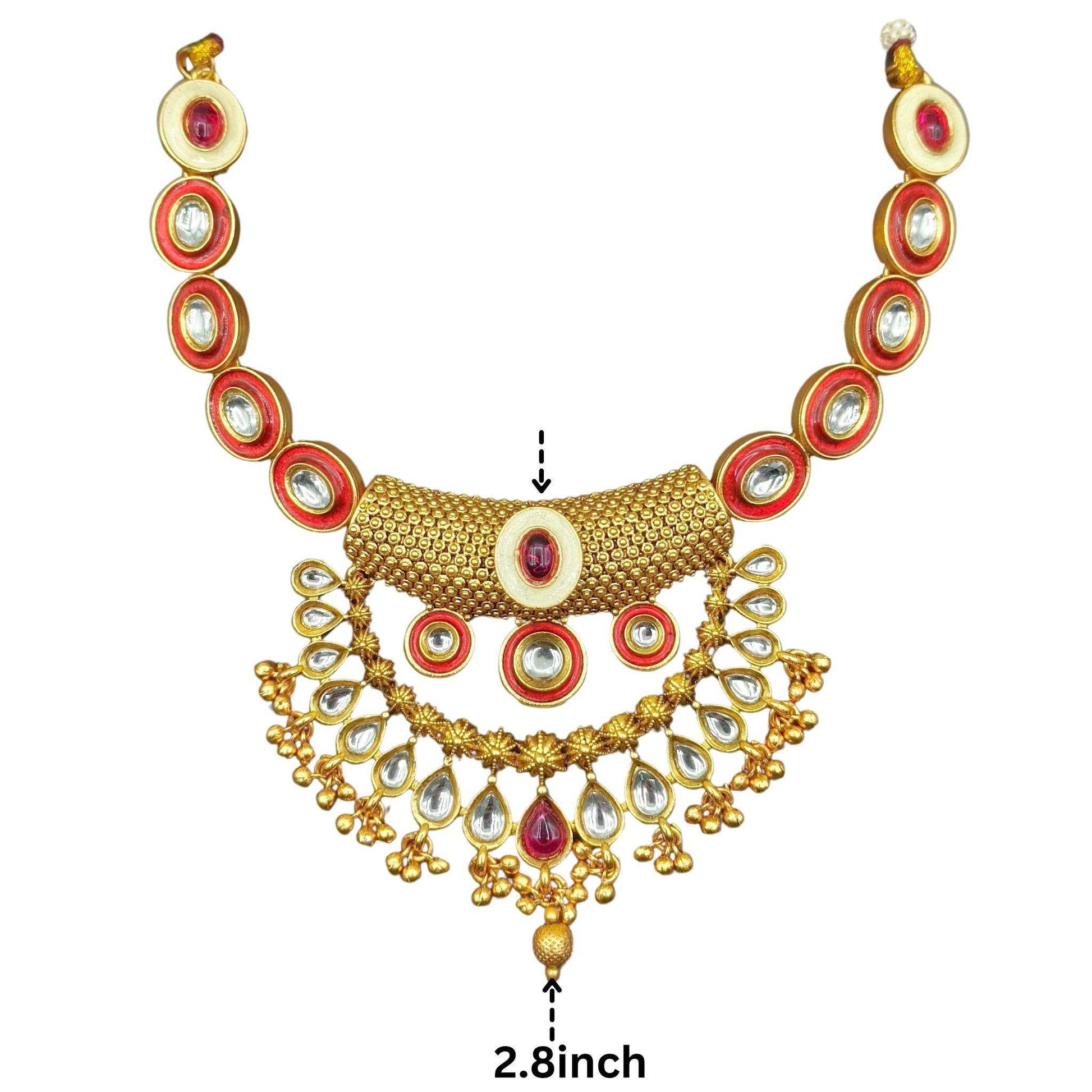 Rajputi Choker Necklace Set, Rajwadi Kundan Jewellery, Indian Traditional Jewellery, Bridal Wear Accessory, Gift for Women. - Nandai Jewels