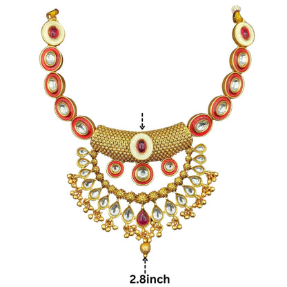 Rajputi Choker Necklace Set, Rajwadi Kundan Jewellery, Indian Traditional Jewellery, Bridal Wear Accessory, Gift for Women. - Nandai Jewels