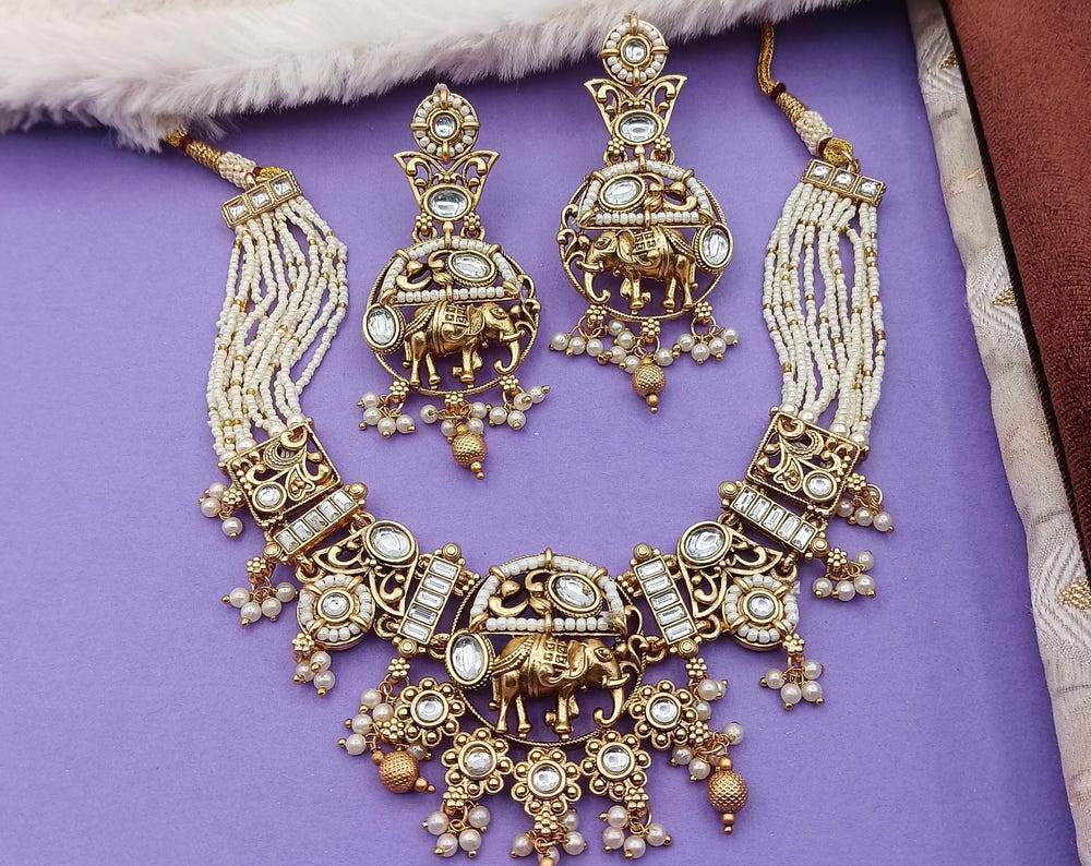 Rajputi Elephant Necklace Set - Nandai Jewels