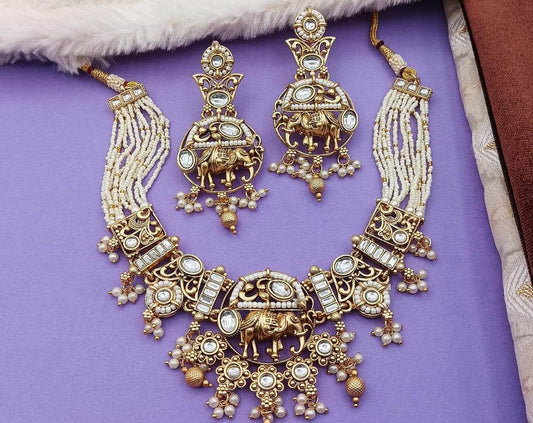 Rajputi Elephant Necklace Set - Nandai Jewels