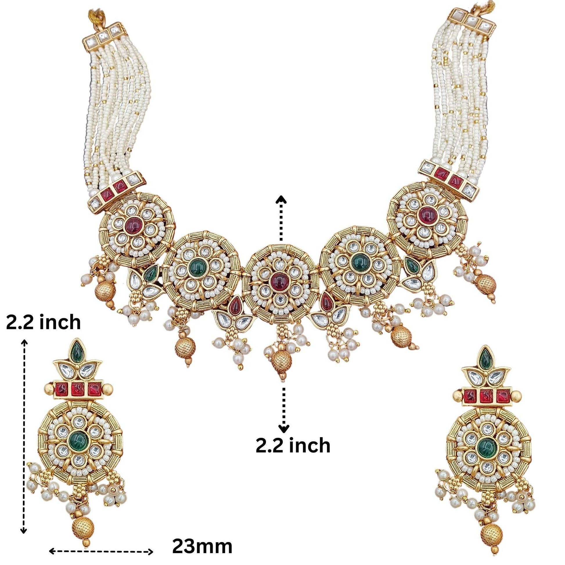 Rajputi Choker Necklace Set with Traditional Royal Design - Nandai Jewels