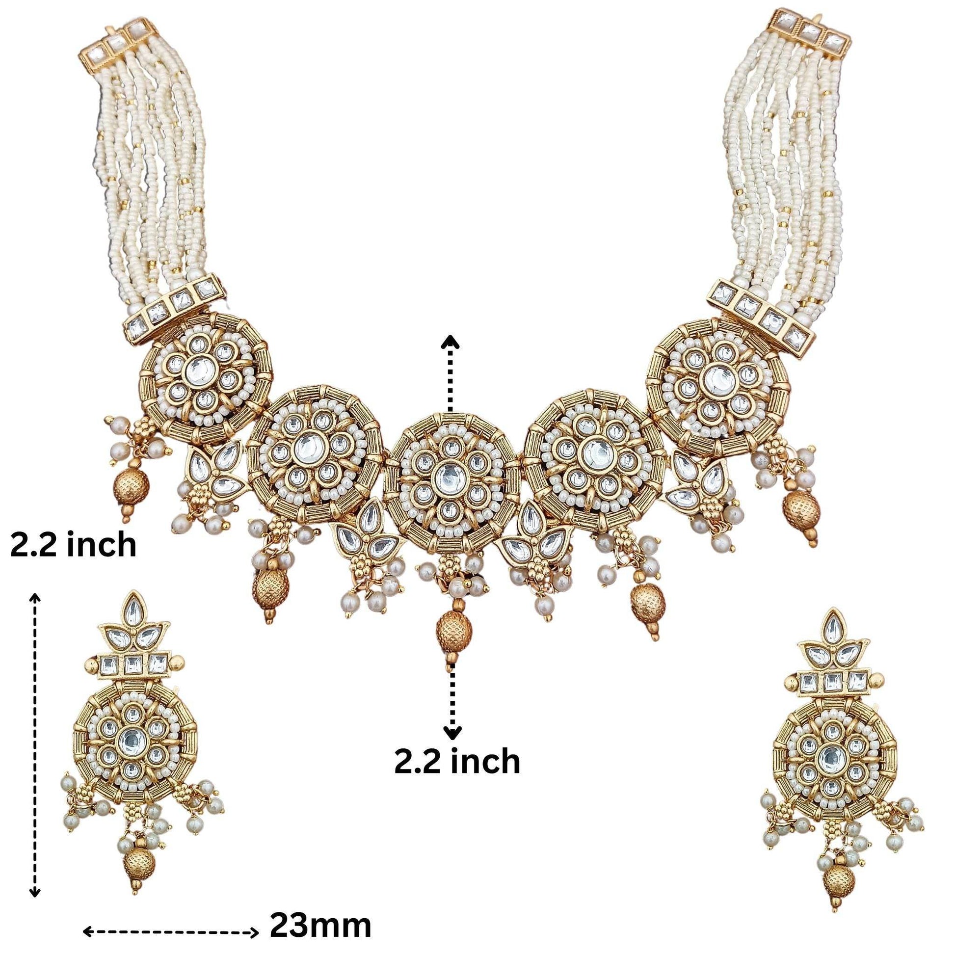 Rajputi Choker Necklace Set with Traditional Royal Design - Nandai Jewels