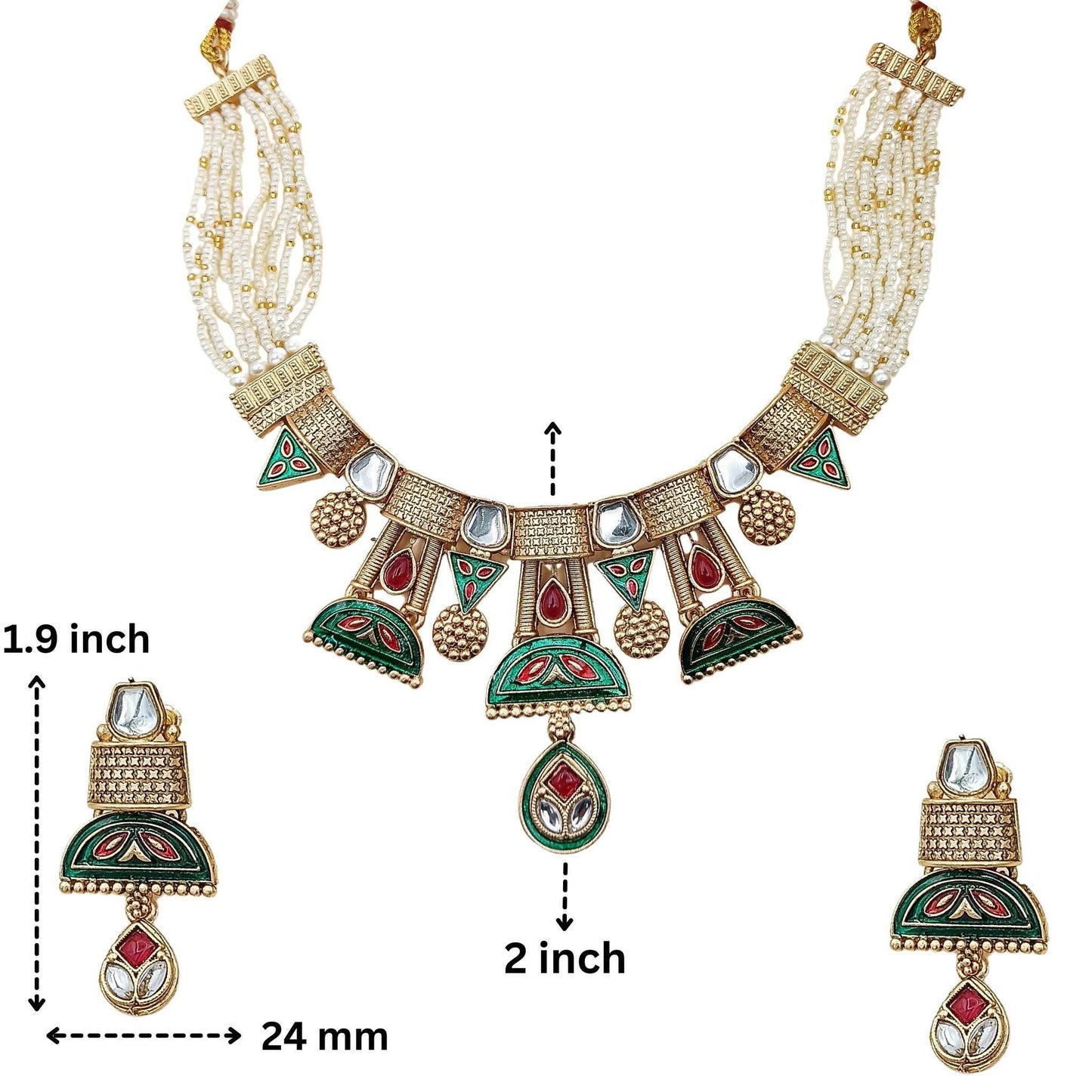 Nandai Jewels Rajwadi Kundan Necklace Set with Earrings - Nandai Jewels