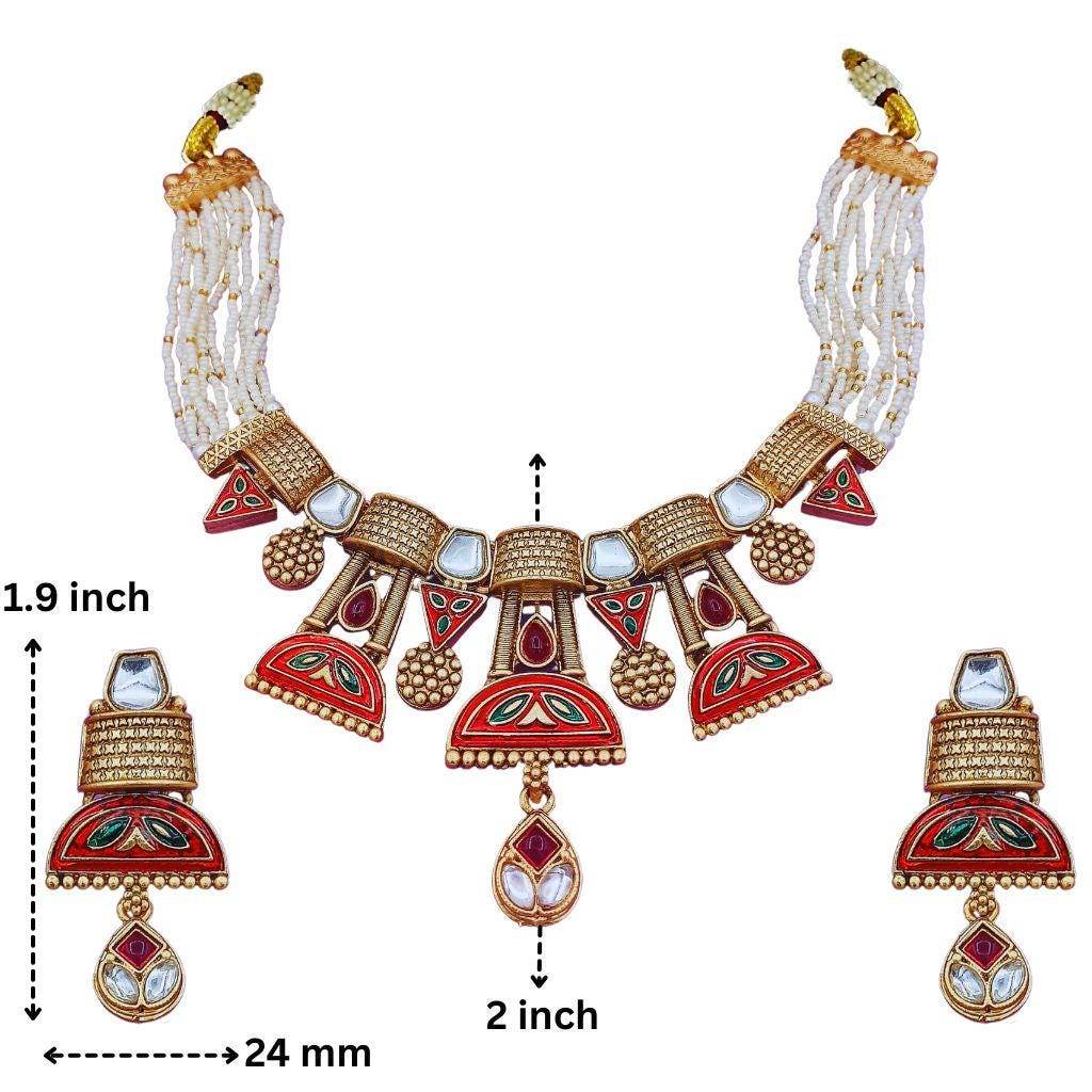 Nandai Jewels Rajwadi Kundan Necklace Set with Earrings - Nandai Jewels