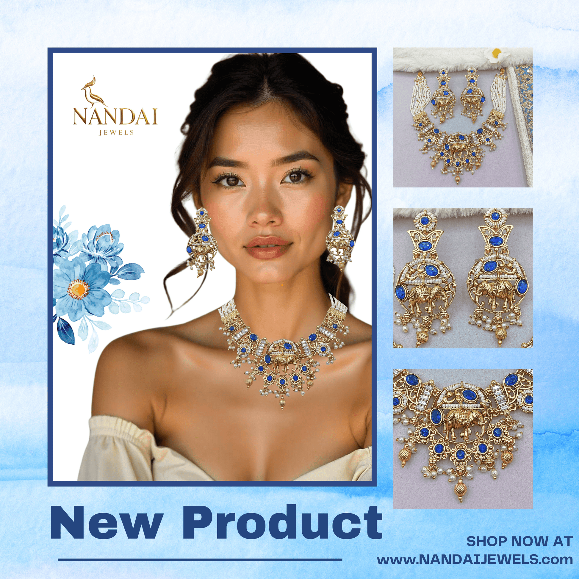Rajputi Elephant Design Necklace Set With Earrings - Rajwadi Necklace Set, Wedding Gift for Her, Indian Traditional Jewellery for Brides. - Nandai Jewels